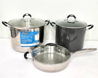 Lot of 3 Cooking Pots and Pans - Tramontina and Avacraft
