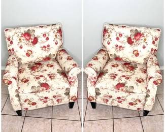 Set of 2 Rolled Arm Floral Accent Chairs