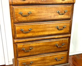 Vintage Tall 5-Drawer Dresser with Rose Design by Lea Industries