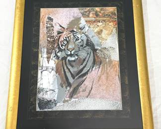 Gold Leaf Framed Tiger Print - "Jungle Song" by Ann Dillard