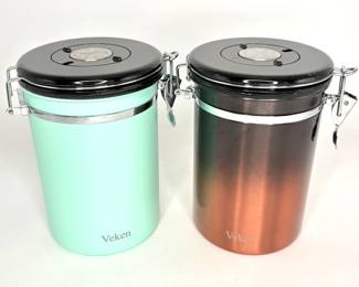 Set of 2 Veken Stainless Steel Coffee Canisters