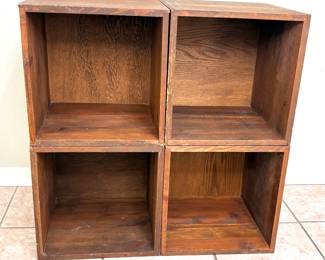 Set of 4 Solid Wood Cube Shelves