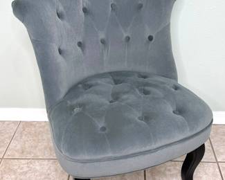 Gray Velvet Tufted Accent Chair