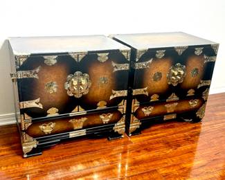 Set of 2 Beautiful MCM Asian Nightstands