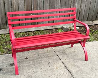 Red Metal Outdoor Bench