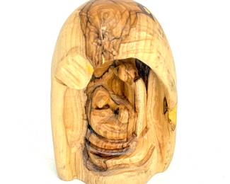 Hand Carved Olive Wood Nativity Grotto Scene - Made in Bethlehem