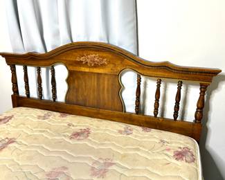 Vintage Queen Sized Headboard with Rose Design by Lea Industries