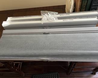 Hunter Douglas honey comb Darkening shades, grey, perfect condition, with mounting hardware. 3 shades 34.5x 61