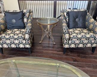 Henredon, Chinese medallion fabric, comfortable