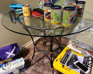 Round glass dining table