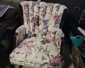 Floral wingback chair