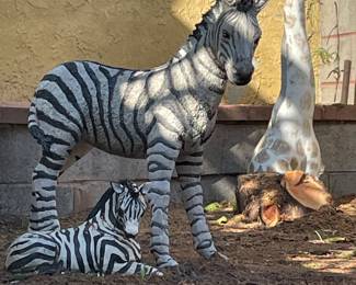 Zebra Statues and Giraffe