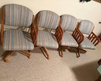 SET OF 4 CHROMCRAFT SWIVEL/TILT CHAIRS ON WHEELS
