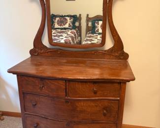 ANTIQUE DRESSER W/SWIVEL MIRROR