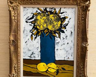 Sunflower painting and lemons By Brooks - midcentury 