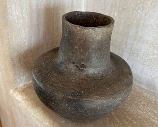 Arkansas Mississippi American Native America pottery jar - roughly 800 - 1200 years old - Culture Late Woodland Transition or Mississippian - collected from Daniel, Dardanelle, Ark - burial Mound excavation complete mid century. St Francis River Water Vessel.