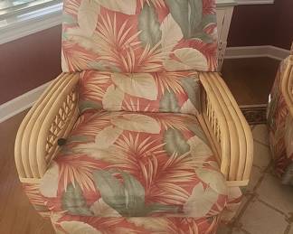 Braxton Culler "Everglades" Rattan Armchair with Tropical Print