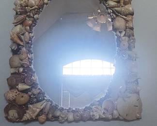 Vintage Large Grotto Seashell Mirror