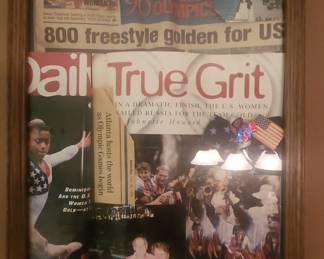 1996 Atlanta Summer Olympics Commemorative Shadow Box with USA Today and True Grit Magazine