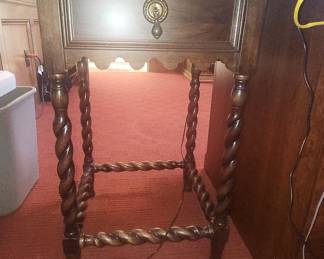 Antique Mahogany Barley Twist Side Table with Drawer
