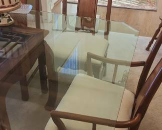 Thomasville glass top dining table and 6 chairs