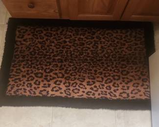 Leopard Print Bath Mat with Black Border
