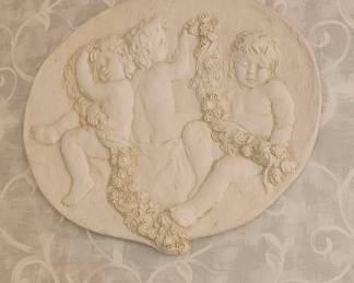 Cherub Plaque with Floral Garlands