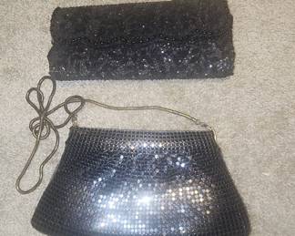 Vintage Whiting & Davis Black Mesh Handbag and Sequin Clutch