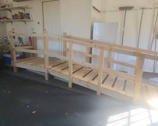 Custom Wooden Wheelchair Ramp with Handrails