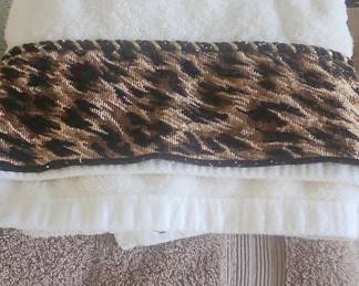 Luxury Bath Towels with Leopard Print Trim