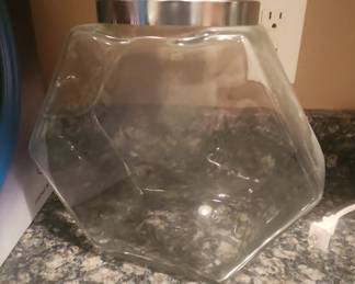 Glass Hexagon Candy Jar with Metal Lid