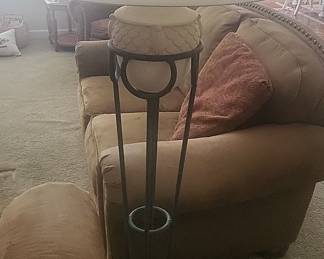Wrought Iron Floor Lamp with Textured Decorative Element