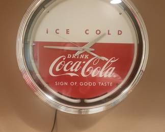 Coca-Cola "Ice Cold" Neon Clock with Dynamic Ribbon Design