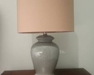 Light Blue Crackled Glazed Ceramic Table Lamp with Neutral Shade