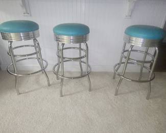 Belair "Palace 77" Style Retro Diner Bar Stools (Set of 3)
