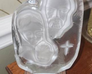 Frosted Glass Madonna and Child Figurine