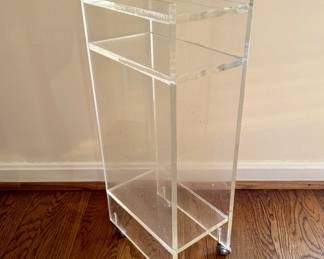 Vintage heavy acrylic rolling cart on casters