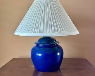 PAIR of mid-century Mar-Kel cobalt blue lamps