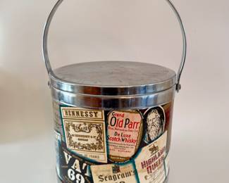 Vintage retro whiskey label ice bucket