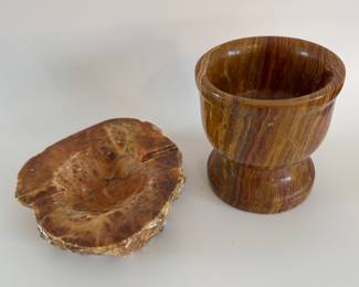 Marble ashtray and footed bowl