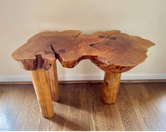 Cherry coffee table with paddock wedges and Cherry wood legs