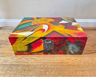 Large painted wooden box