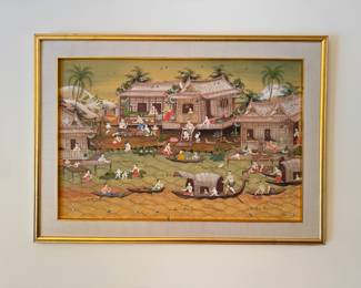 Thailand art depicting the history of silk making