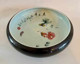 Shallow asian bowl with Koi fish