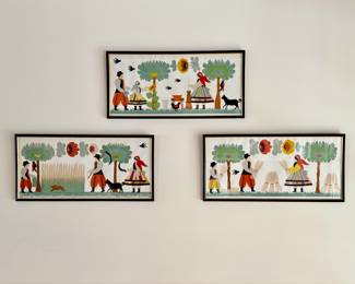 Set of 3 framed Folk Art from Poland