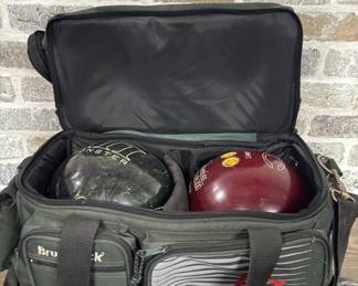 Brunswick Back w/ 2- Bowling Balls, as pictured