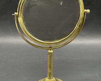 Brass-Look Reversible Magnifying Vanity Mirror