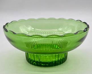 Green E.O. Brody Emerald Glass Footed Bowl