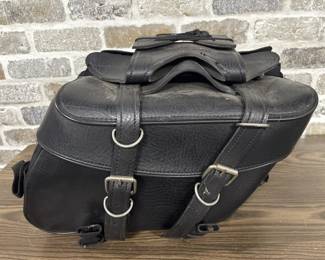 Tourmaster Black Leather Motorcycle Saddlebags