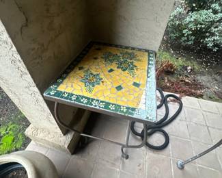 Patio table with mosaic top